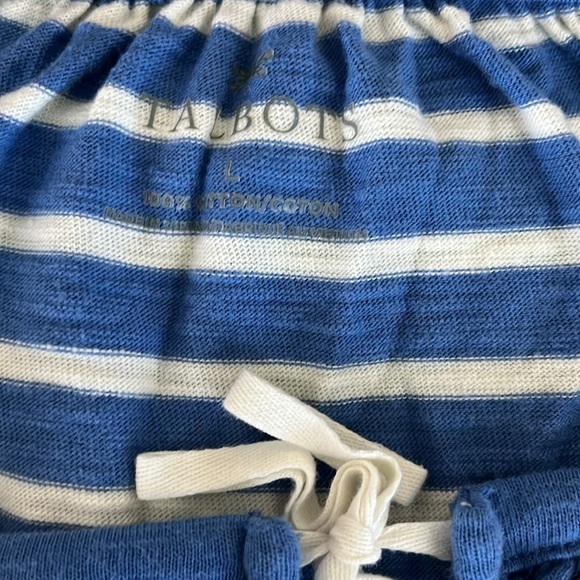 Talbots NWOT Women’s Blue And White Striped Tee Size Large - Picture 3 of 7